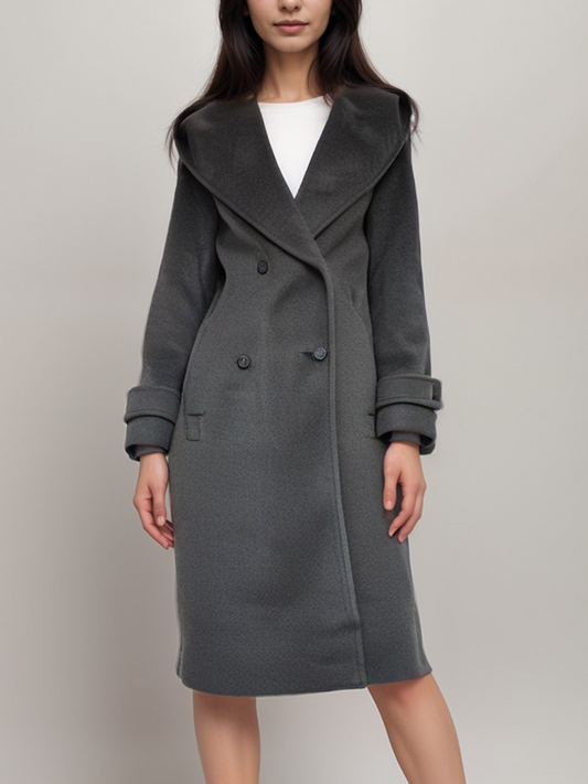 Vegan Wool Long Wrap Coat | 