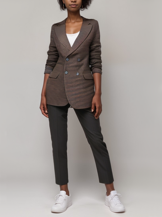 Vegan Wool Double Breasted Blazer | 