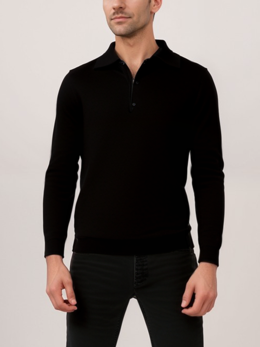 Gerecycled poloshirt met lange mouwen | Vegan Knitwear