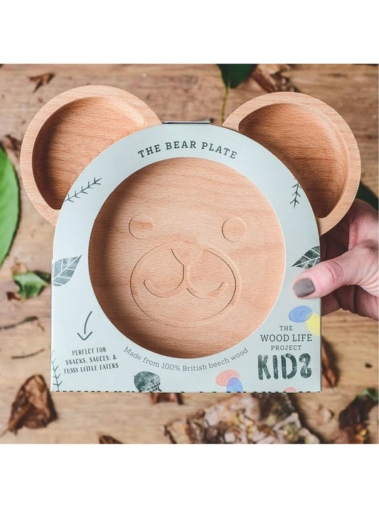 The Wood Life Project Assiette ours en bois écologique/assiette pour enfants | 