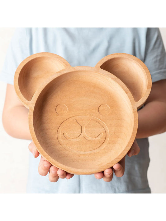 The Wood Life Project Assiette ours en bois écologique/assiette pour enfants | 